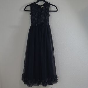 Bow Dteam Elegant Black Kids Party Bday  Dress Maxi Size 10